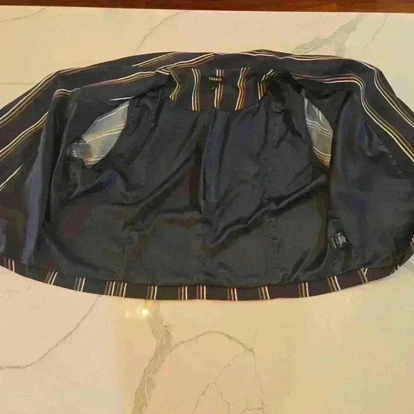 Torrid Crepe Cut Away Blazer Blue Tan Womens Size 2x - Picture 7 of 11